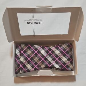 NEW Dan Smith Bow Tie in Gift Box Black Purple Silver Stripe Microfiber Handmade